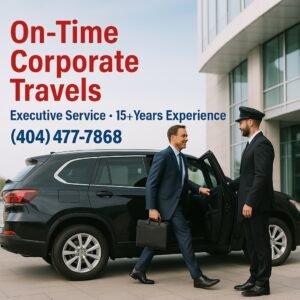 Professional chauffeur driving corporate clients in Gwinnett County for Pathway Taxi & Limo