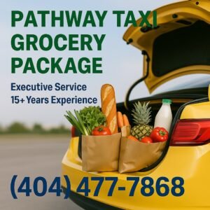 Pathway Taxi vehicle ready for grocery delivery in Lawrenceville, GA